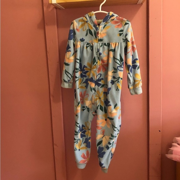 Carters 24 month fleece zip up hooded outfit 24 months floral girls - Picture 3 of 4